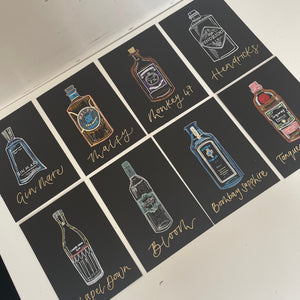 Gin Bottle Illustration Table Names