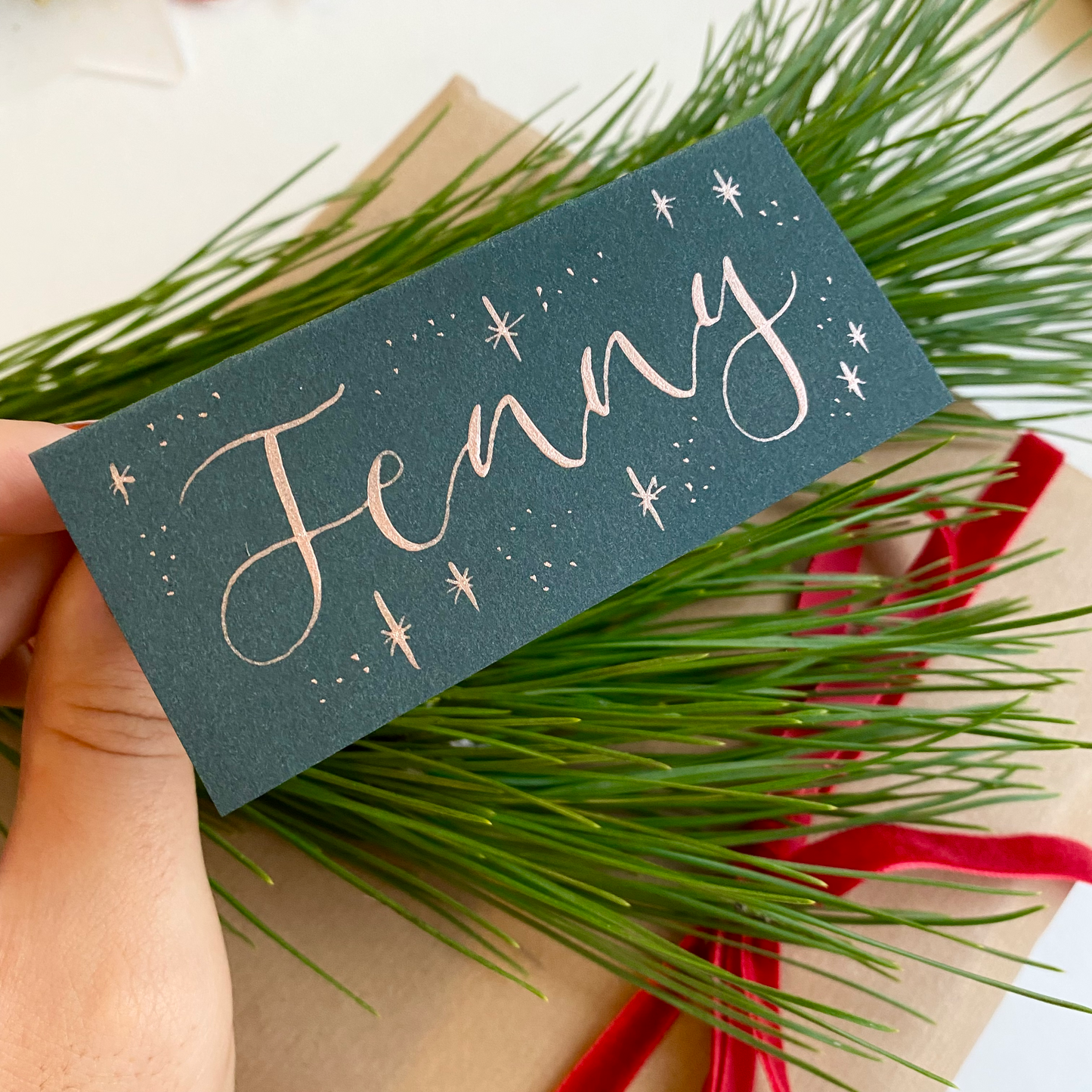 Star Pine Green Place Cards