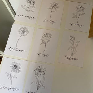 Line Illustration Flower Table Names
