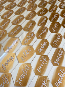 Gold Painted Perspex Place Card
