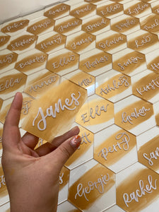 Gold Painted Perspex Place Card