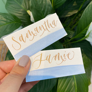 Blue Brush Place Cards