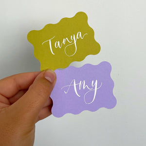 Wave Rectangle Coloured Place Card