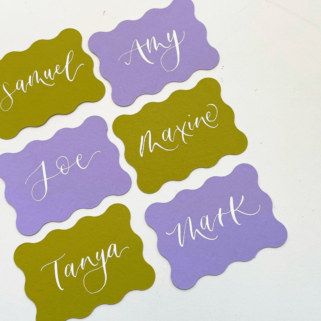 Wave Rectangle Coloured Place Card