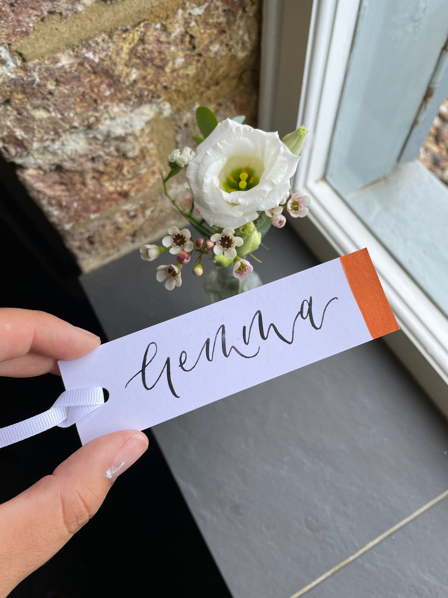 Copper & White Name Tag