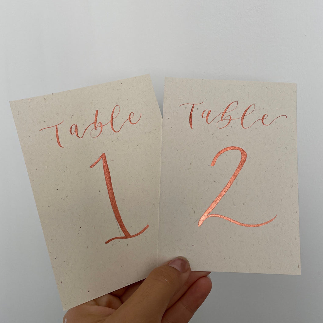 Natural Eco Fleck & Copper Table Numbers