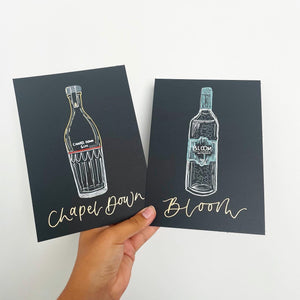 Gin Bottle Illustration Table Names