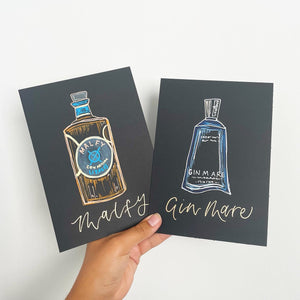 Gin Bottle Illustration Table Names