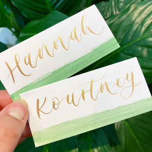 Green Brush Place Cards