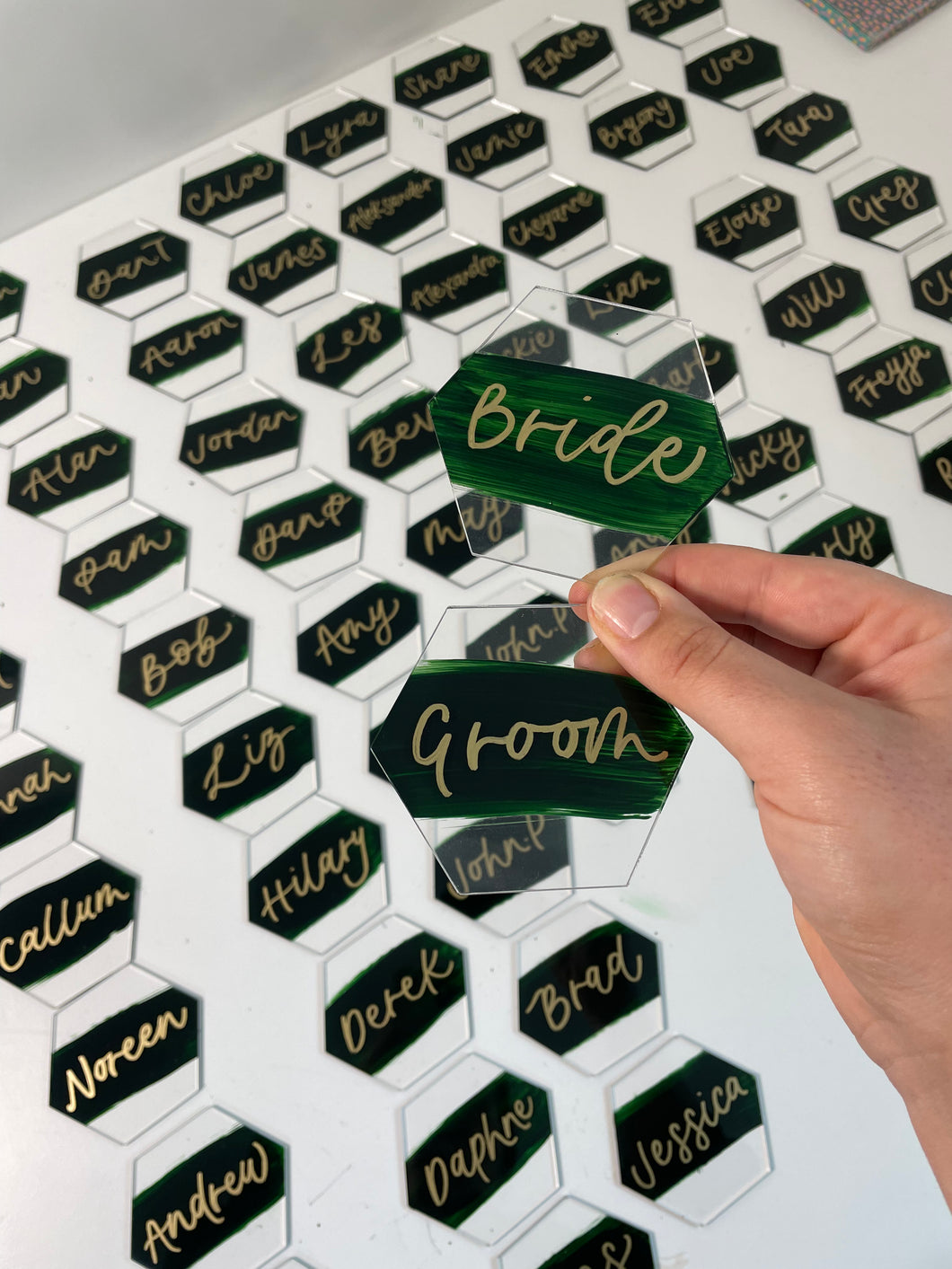 Green Painted Perspex Place Card